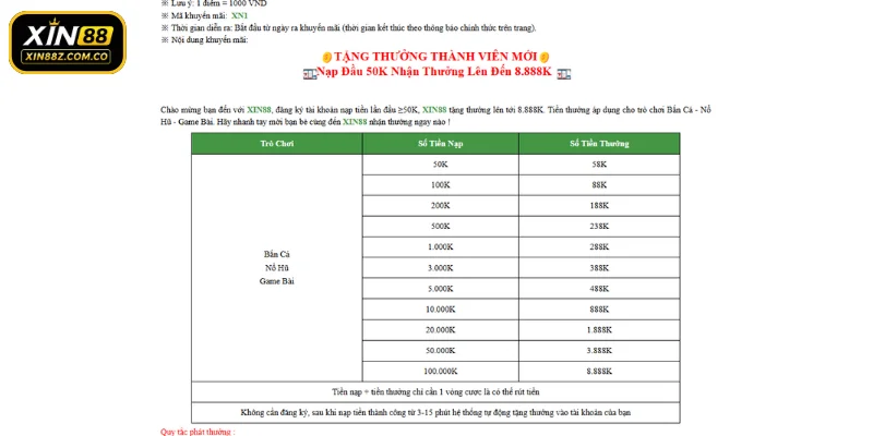 Cách nhận thưởng khuyến mãi XIN88 nhanh gọn