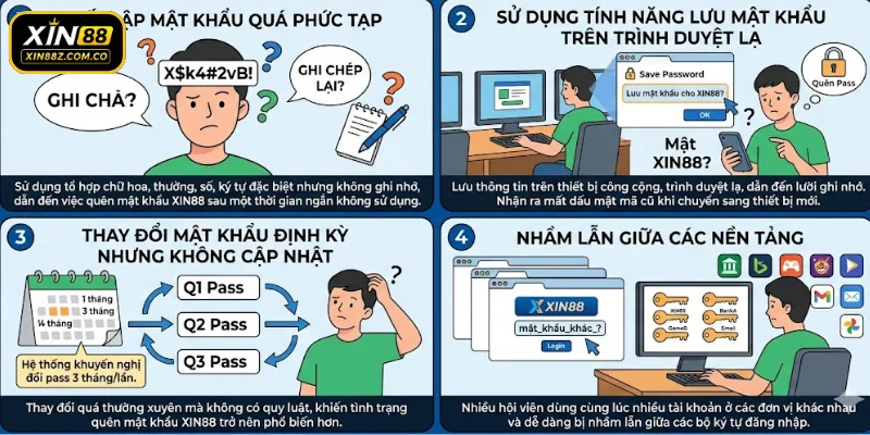 Có nhiều nguyên nhân khiến bạn quên mật khẩu tài khoản XIN88