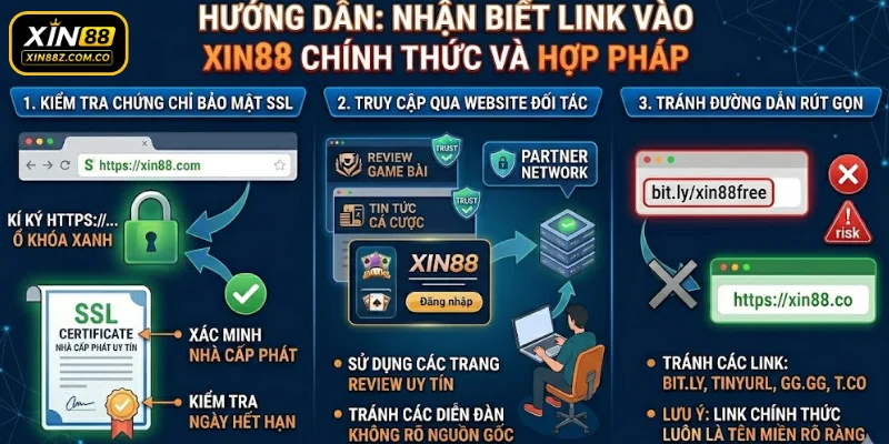 Dấu hiệu nhận biết link vào XIN88 chính thức an toàn