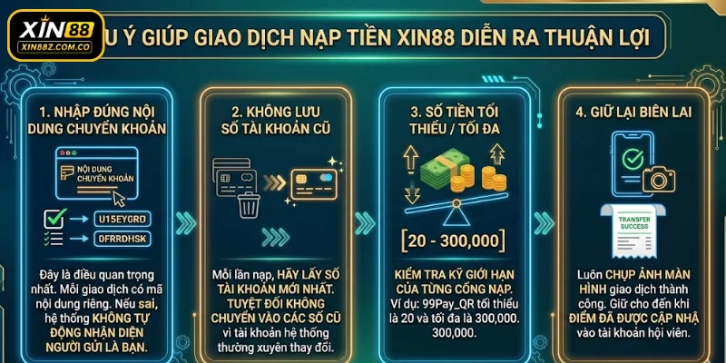 Lưu ý giúp giao dịch nạp tiền XIN88 diễn ra thuận lợi