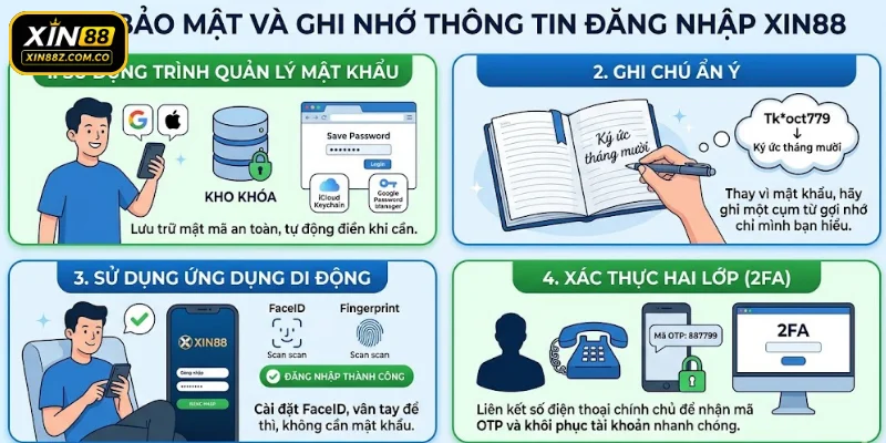 Mẹo bảo mật, ghi nhớ thông tin đăng nhập XIN88 hiệu quả