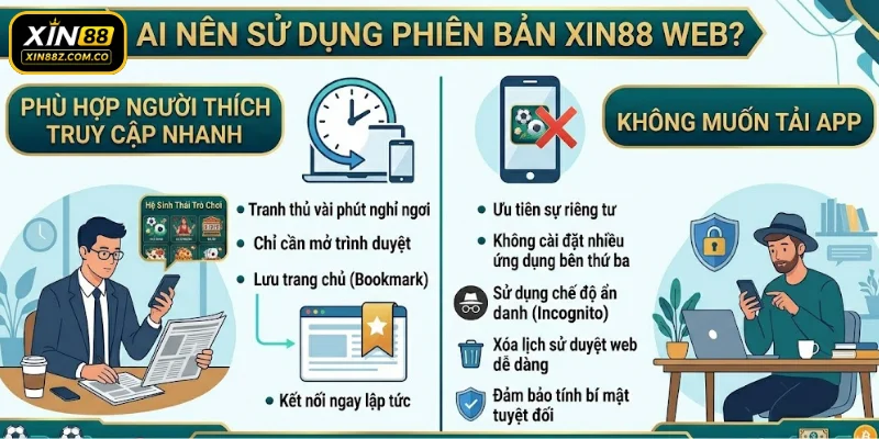 Người không muốn tải app nên sử dụng phiên bản XIN88 web