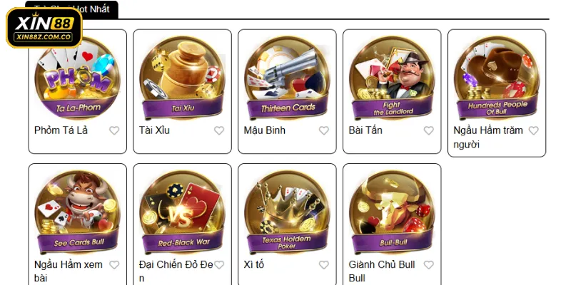 Những siêu phẩm game bài thu hút đông đảo cược thủ tại XIN88